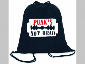 Punks not Dead  ľahký sťahovací batoh / vak s čiernou šnúrkou, 100% bavlna 100 g/m2, rozmery cca. 37 x 41 cm